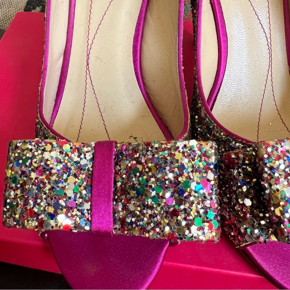 Kate Spade Charm Glitter/Sparkle Hot Pink Slingback Heels Box & Dust Bag US6 - Picture 6 of 16